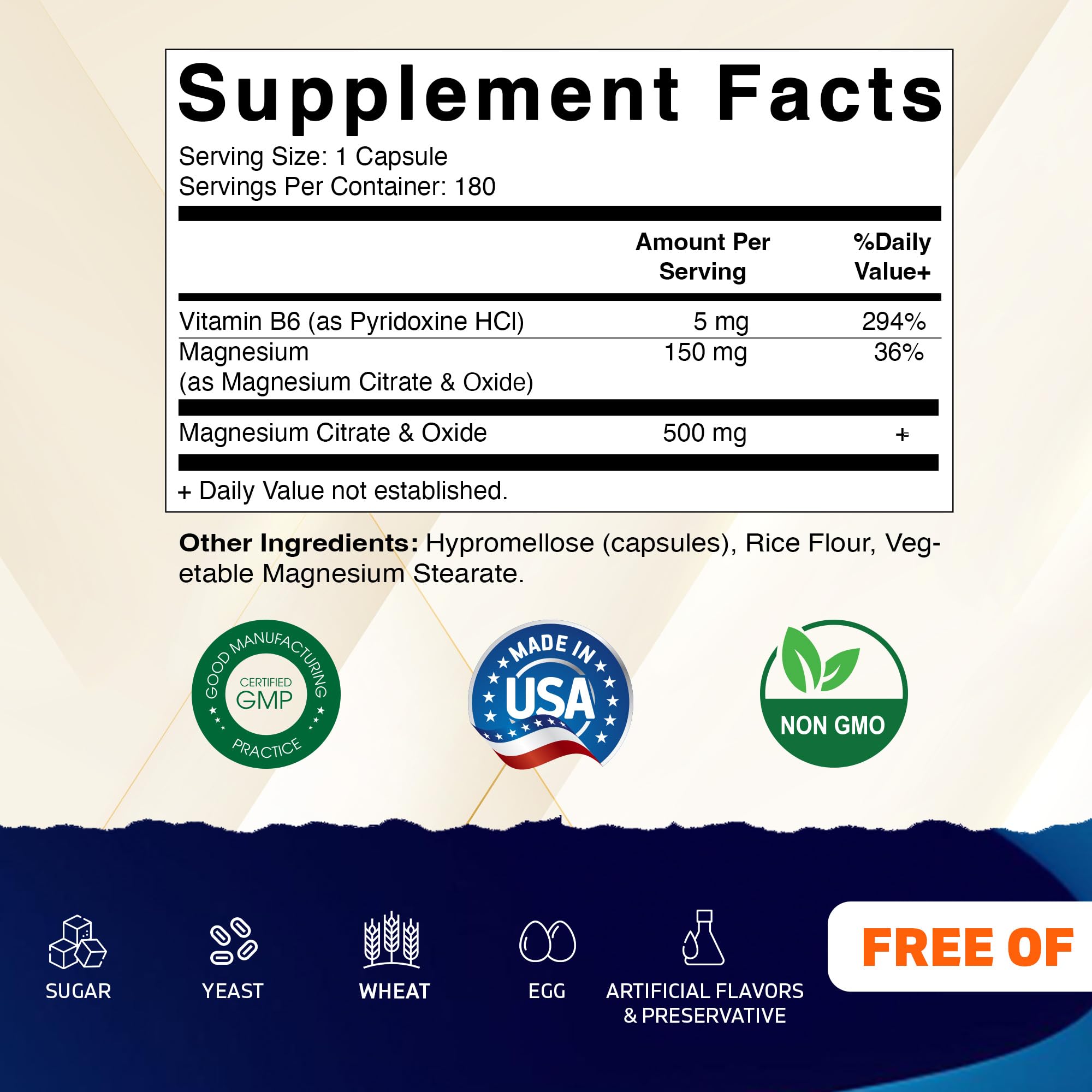 Vitamatic Extra Strength Magnesium Supplement 500mg capsules side view
