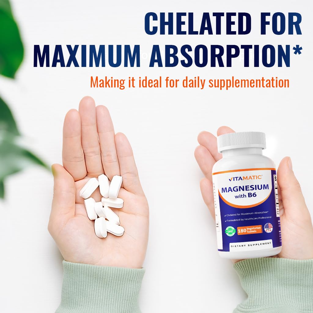 Vitamatic Extra Strength Magnesium Supplement 500mg on a wooden table