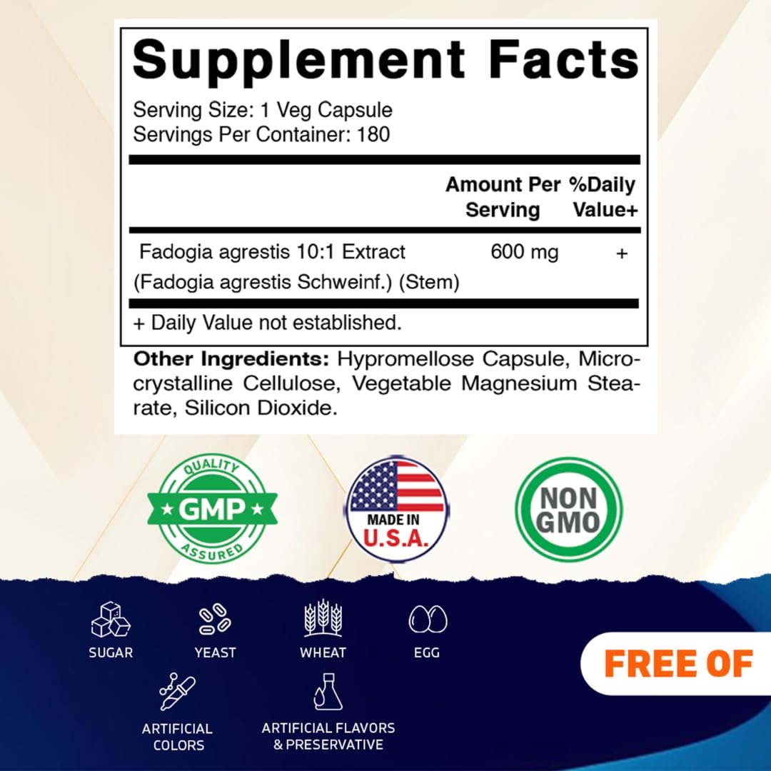 Vitamatic Fadogia Agrestis 10:1 Extract 600 mg Veg Capsules side view