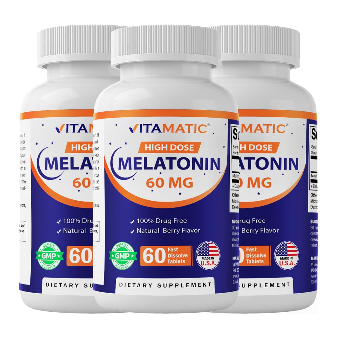 Vitamatic Fast Dissolve Melatonin Tablets 60mg front view