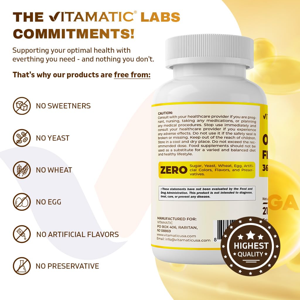 Vitamatic Fish Oil Triple Strength 3600mg softgels back label