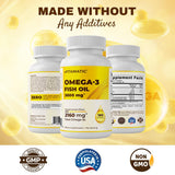 Vitamatic Fish Oil Triple Strength 3600mg softgels with dosage information