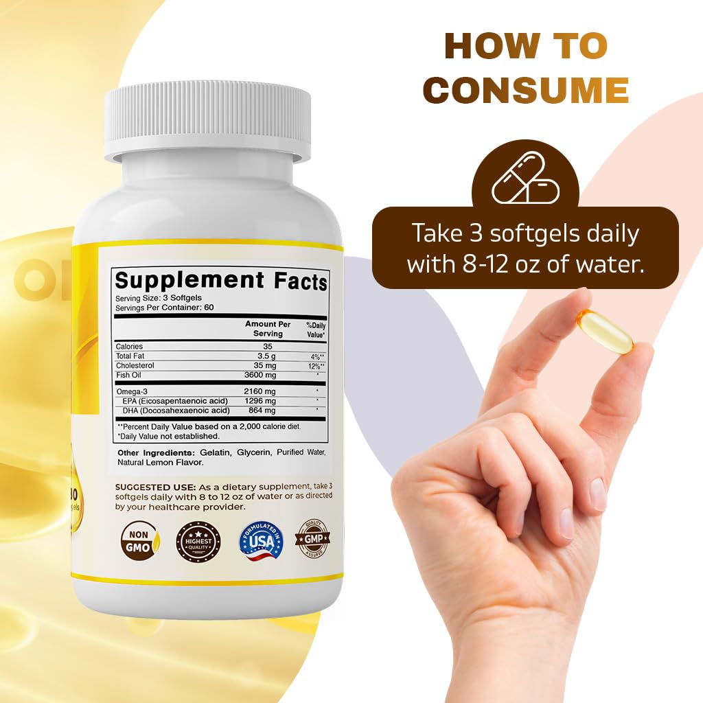 Vitamatic Fish Oil Triple Strength 3600mg softgels with natural lemon flavour