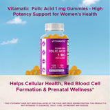 Vitamatic Folic Acid Gummies 1000 mcg gummies close-up