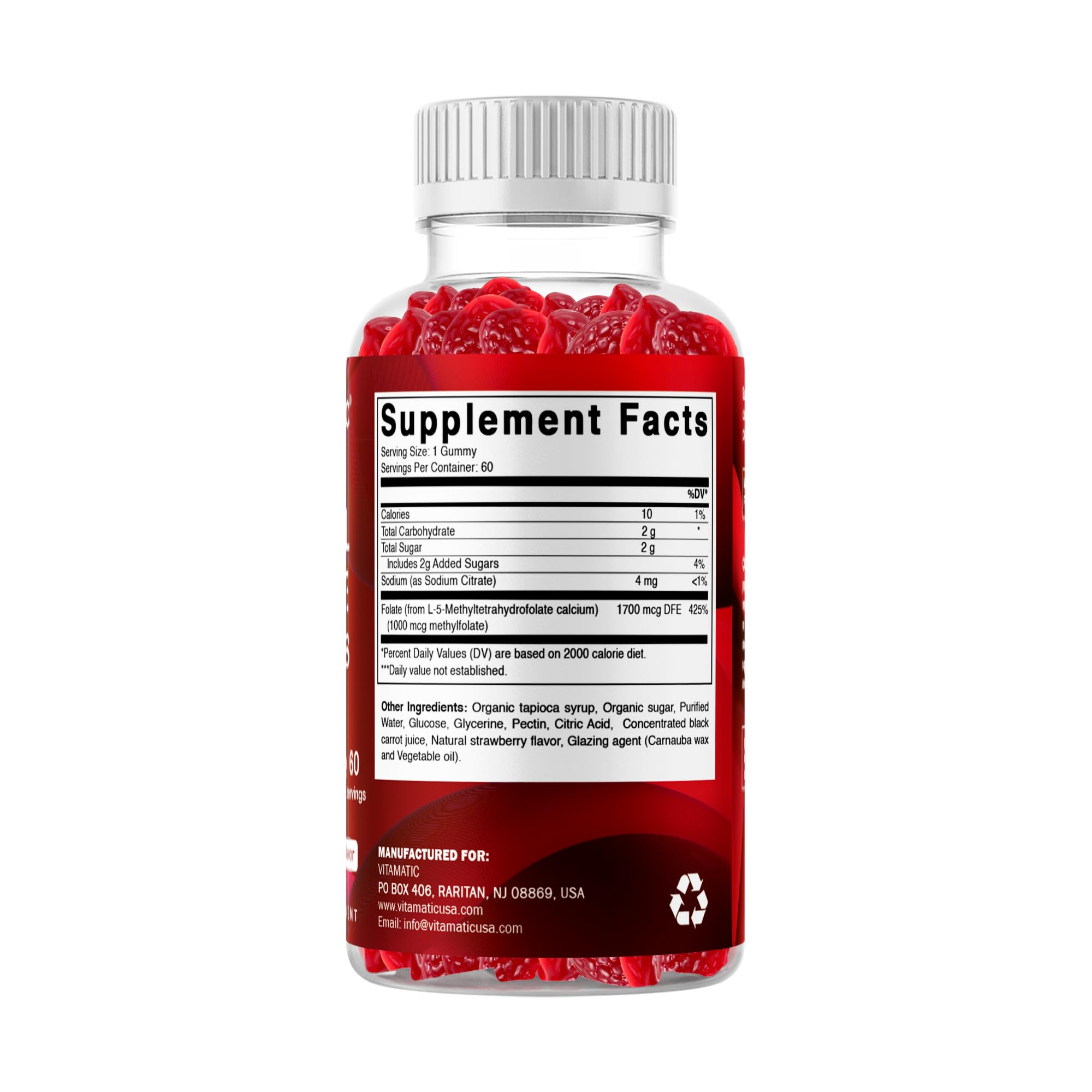 Vitamatic Folic Acid Gummies open packaging showing gummies