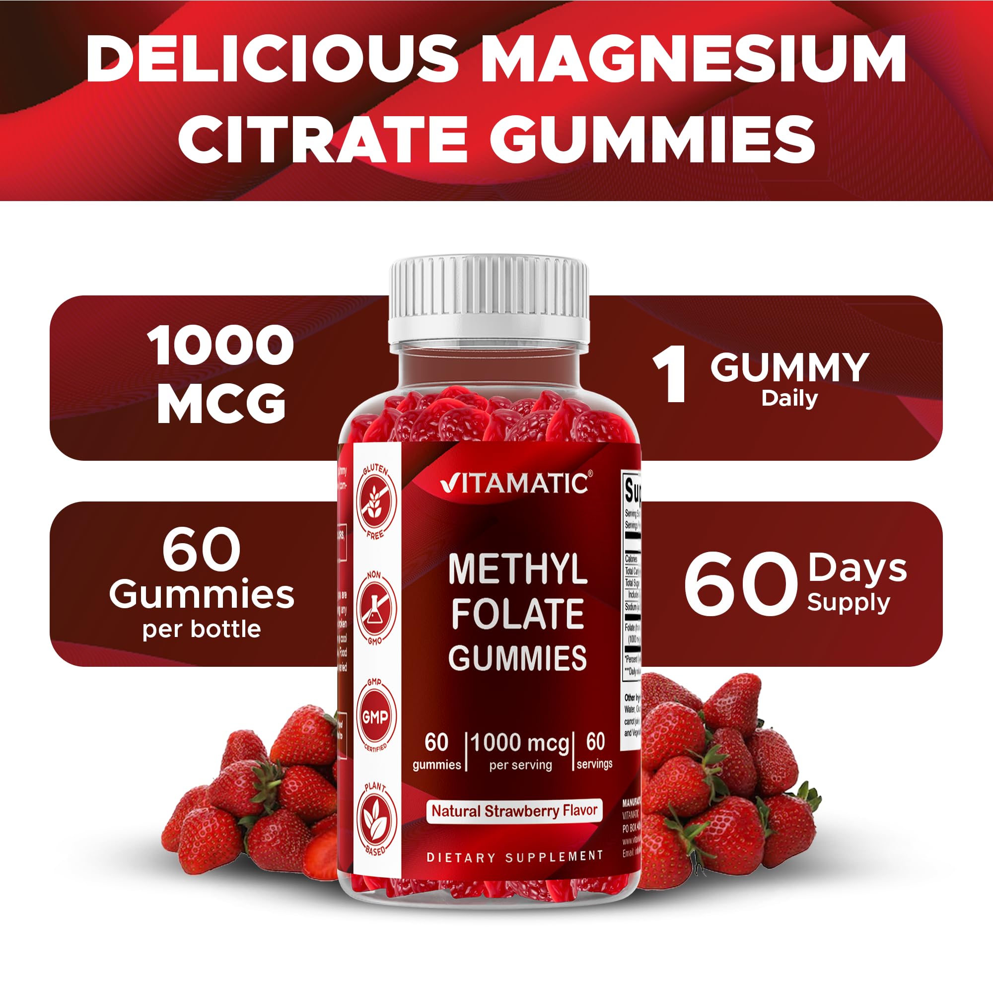 Vitamatic Folic Acid Gummies with a measuring spoon