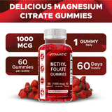 Vitamatic Folic Acid Gummies with a measuring spoon