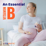 Vitamatic Folic Acid Supplement lifestyle scene with a pregnant woman