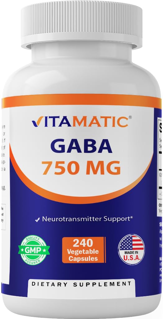 Vitamatic GABA Capsules front view with label