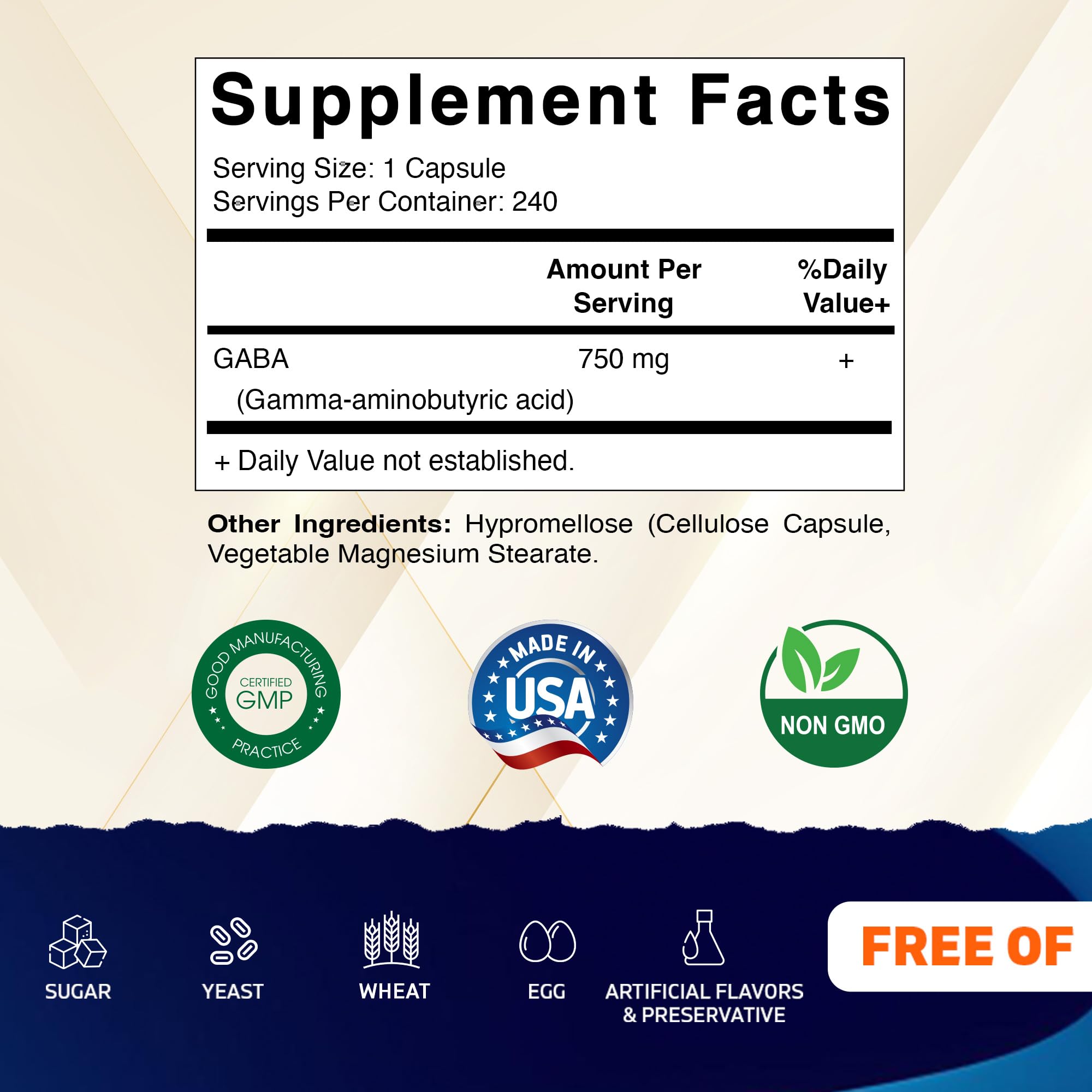 Vitamatic GABA Capsules side view showing capsule size