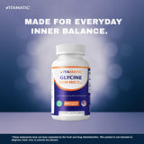 Vitamatic Glycine 2000mg capsules on a table
