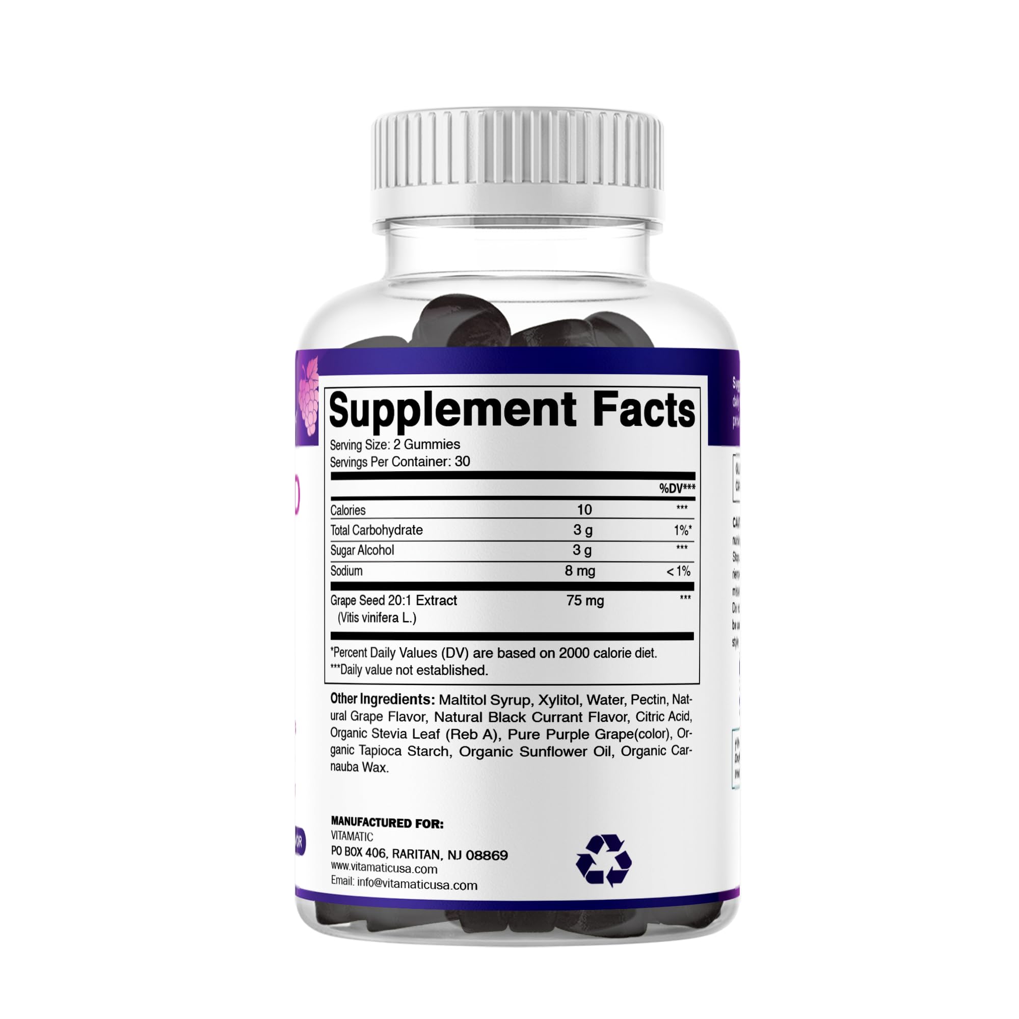 Vitamatic Grape Seed Extract Gummies in a bowl