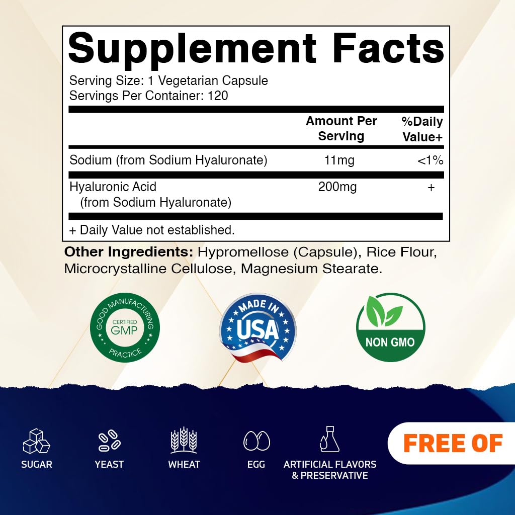 Vitamatic Hyaluronic Acid Supplement side view with label