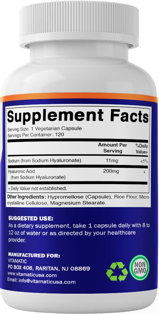 Vitamatic Hyaluronic Acid Supplement with a glass of water