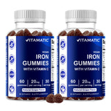 Vitamatic Iron Gummies 20mg front view with natural grape flavour