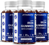 Vitamatic Iron Gummies front view with grape flavour packaging