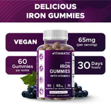 Vitamatic Iron Gummies nutritional information label