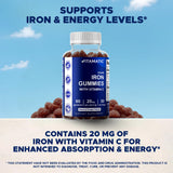 Vitamatic Iron Gummies with a measuring spoon for dosage