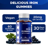 Vitamatic Iron Gummies with fresh grapes for context