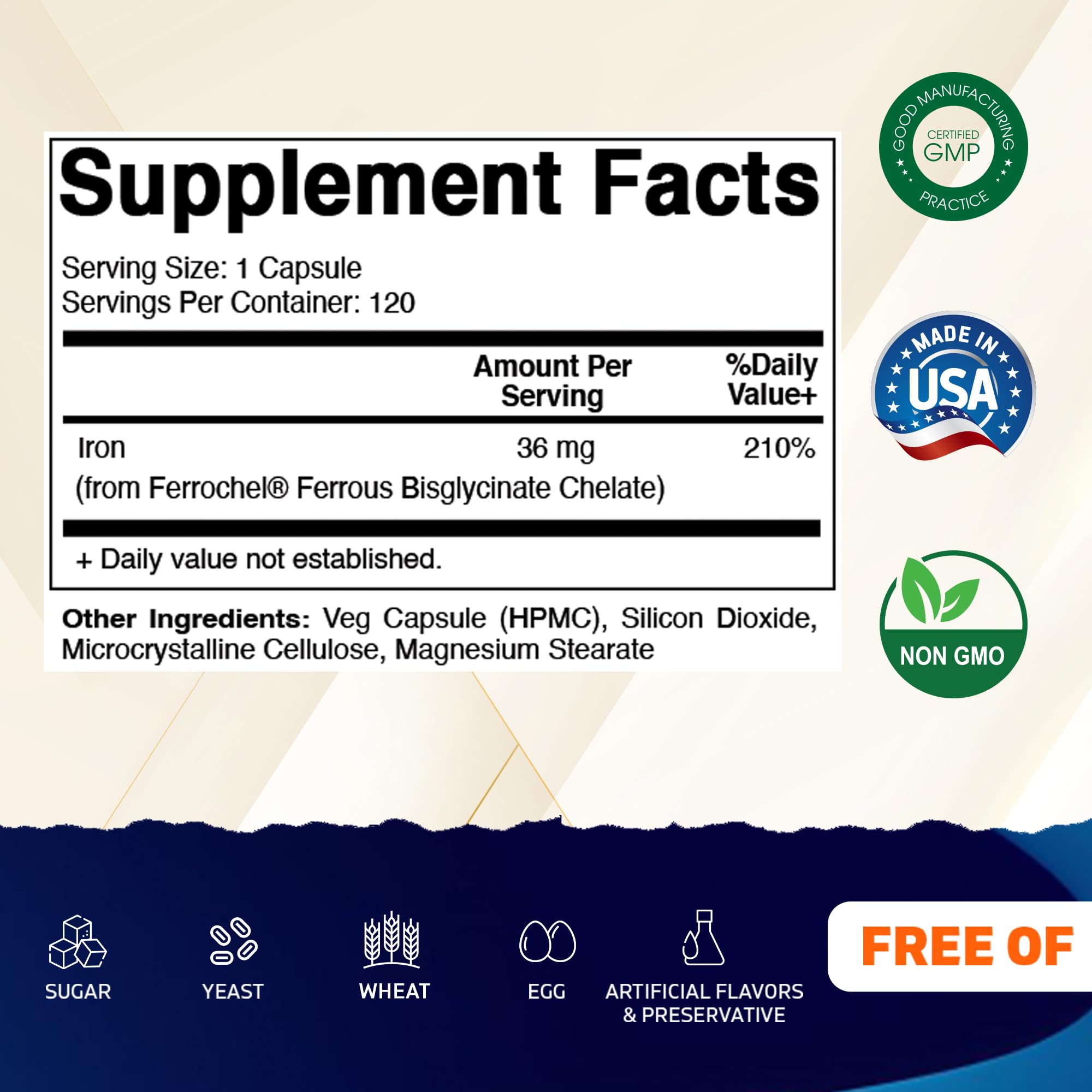 Vitamatic Iron Supplement side view showing capsule details