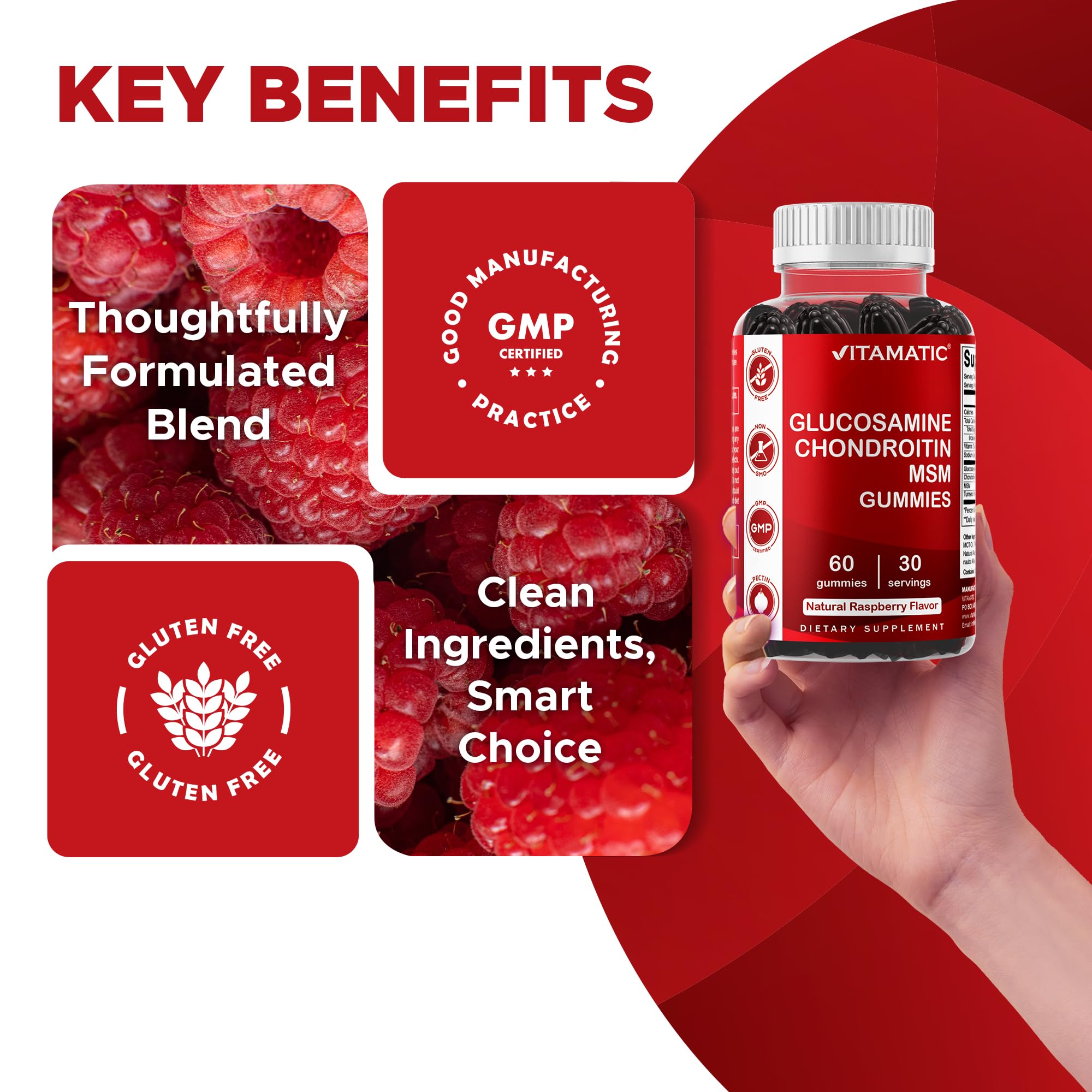 Vitamatic Joint Health Gummies back view of packaging