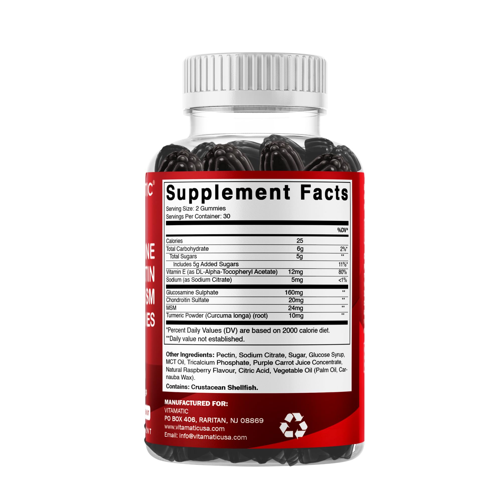 Vitamatic Joint Health Gummies showing serving size on a spoon