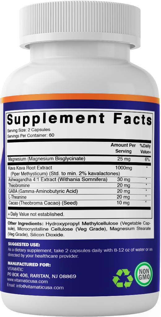 Vitamatic Kava Kava Root Extract 1000mg bottle open