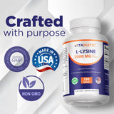 Vitamatic L-Lysine Tablets 2000mg bottle back view
