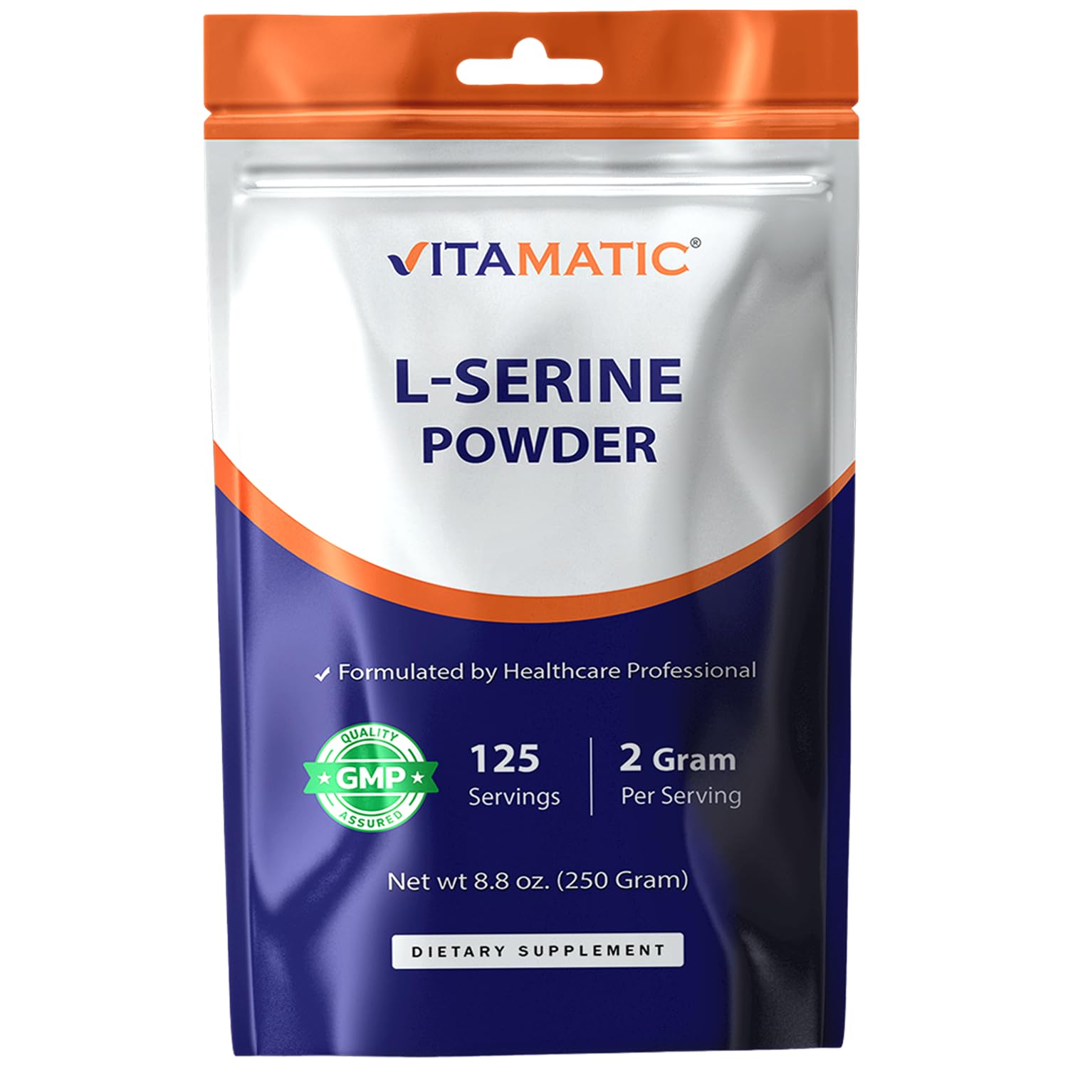 Vitamatic L-Serine Powder 250g front view
