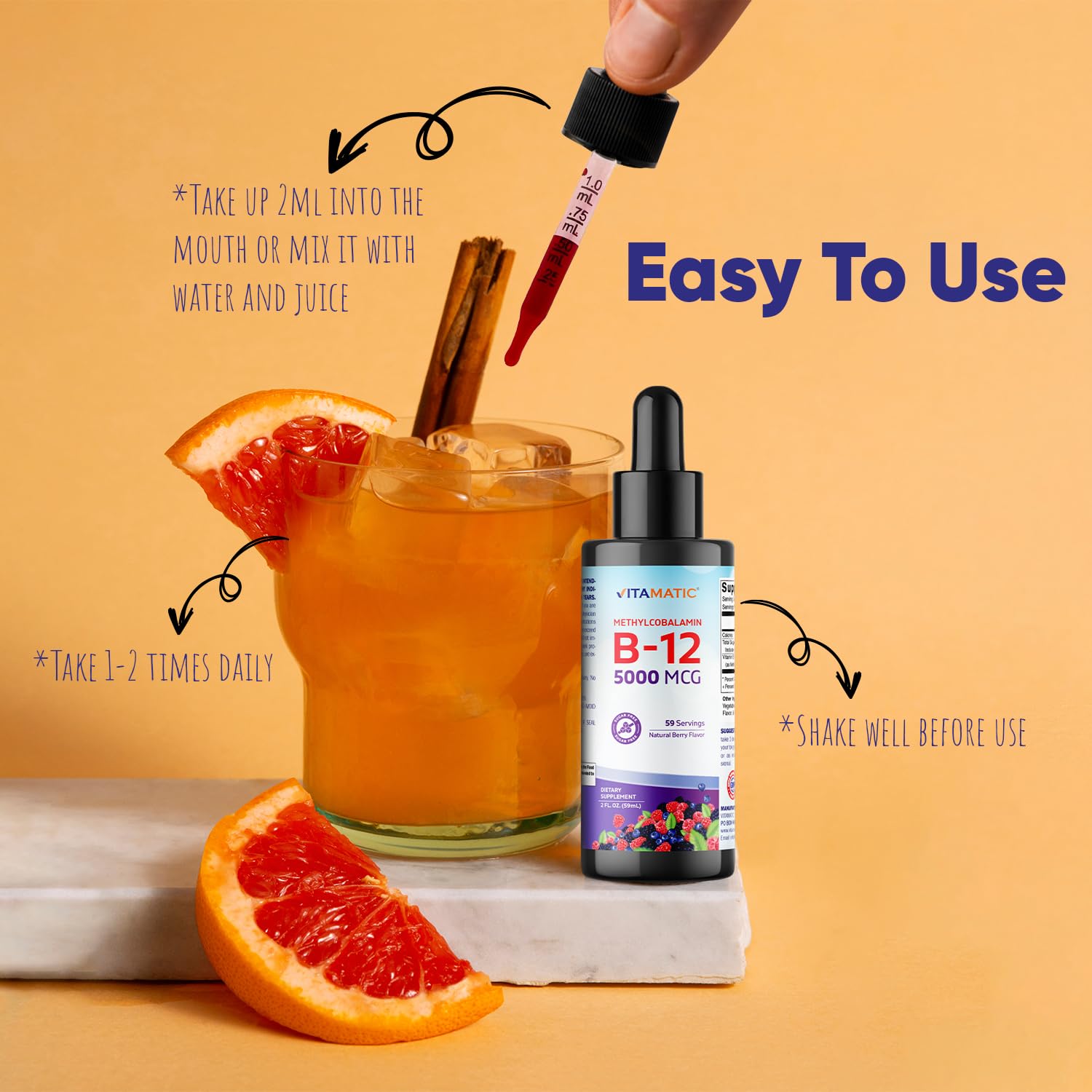 Vitamatic Liquid B12 Supplement 272g dosage measurement