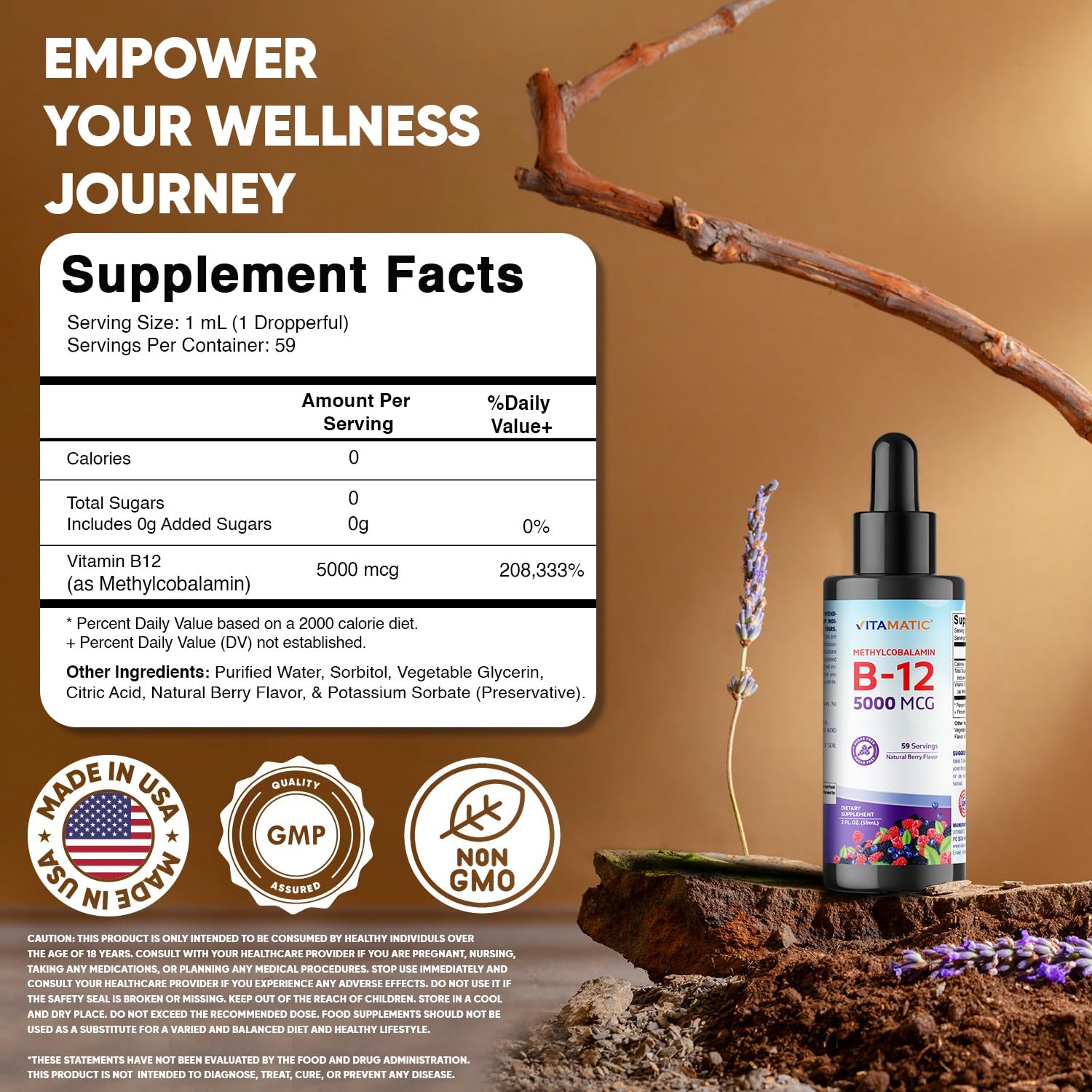 Vitamatic Liquid B12 Supplement 272g side view