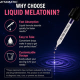 Vitamatic Liquid Melatonin 20 mg bottle with measuring drops