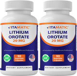 Vitamatic Lithium Orotate Supplement 20mg 90 capsules front view