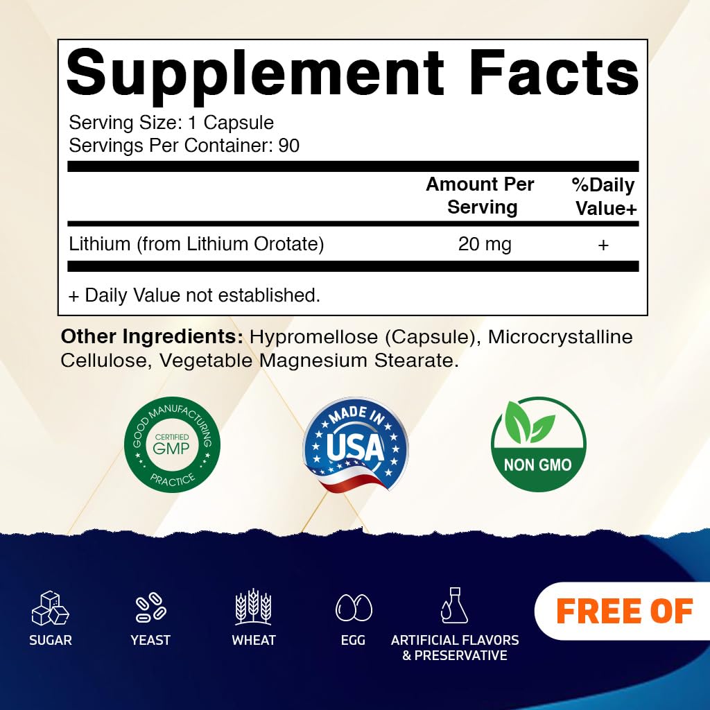 Vitamatic Lithium Orotate Supplement bottle side view