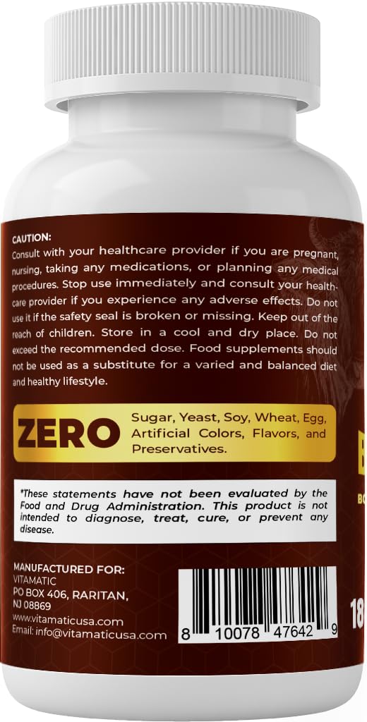 Vitamatic Liver Extracts capsules on a wooden table