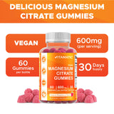 Vitamatic Magnesium Gummies displayed with fresh raspberries