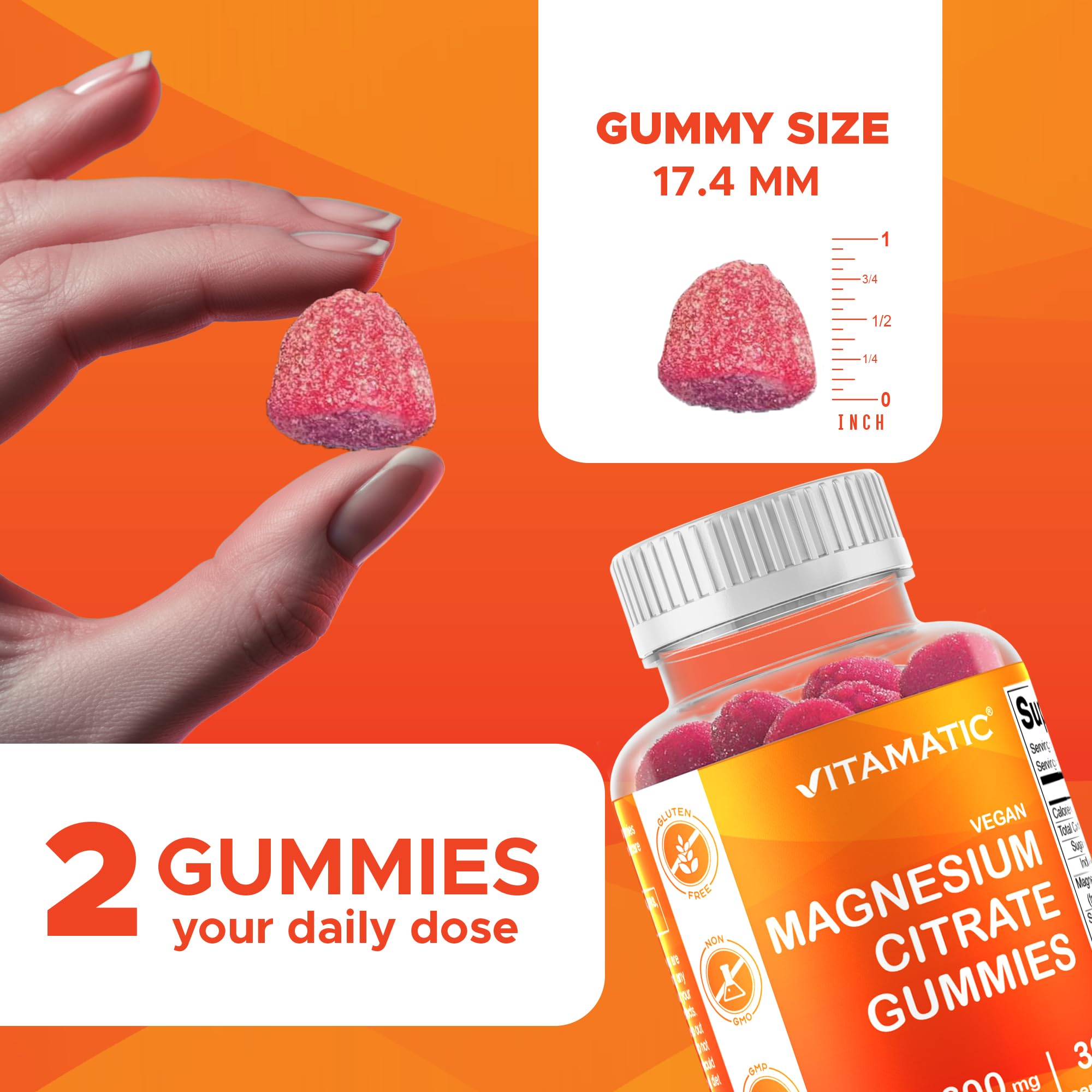 Vitamatic Magnesium Gummies on a wooden table