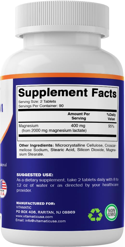Vitamatic Magnesium Lactate 2000mg tablets close-up view