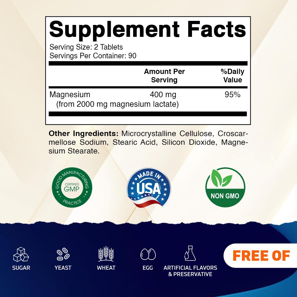 Vitamatic Magnesium Lactate 2000mg tablets side view