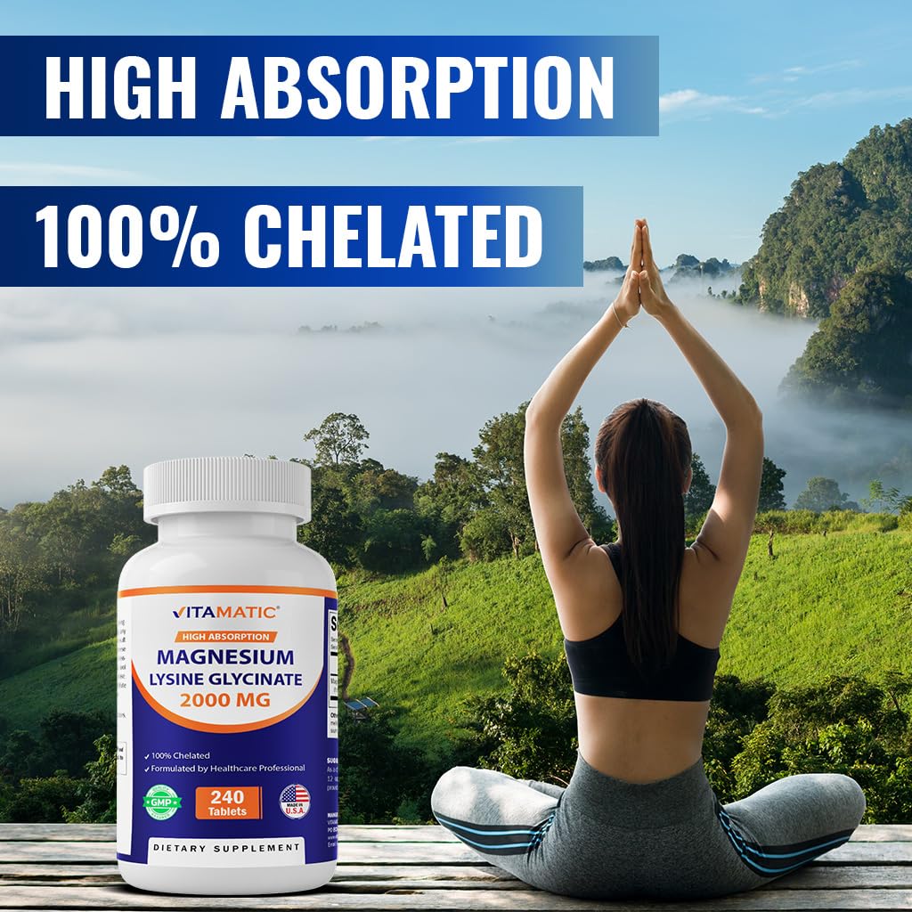 Vitamatic Magnesium Lysinate Glycinate 2000mg capsule serving suggestion