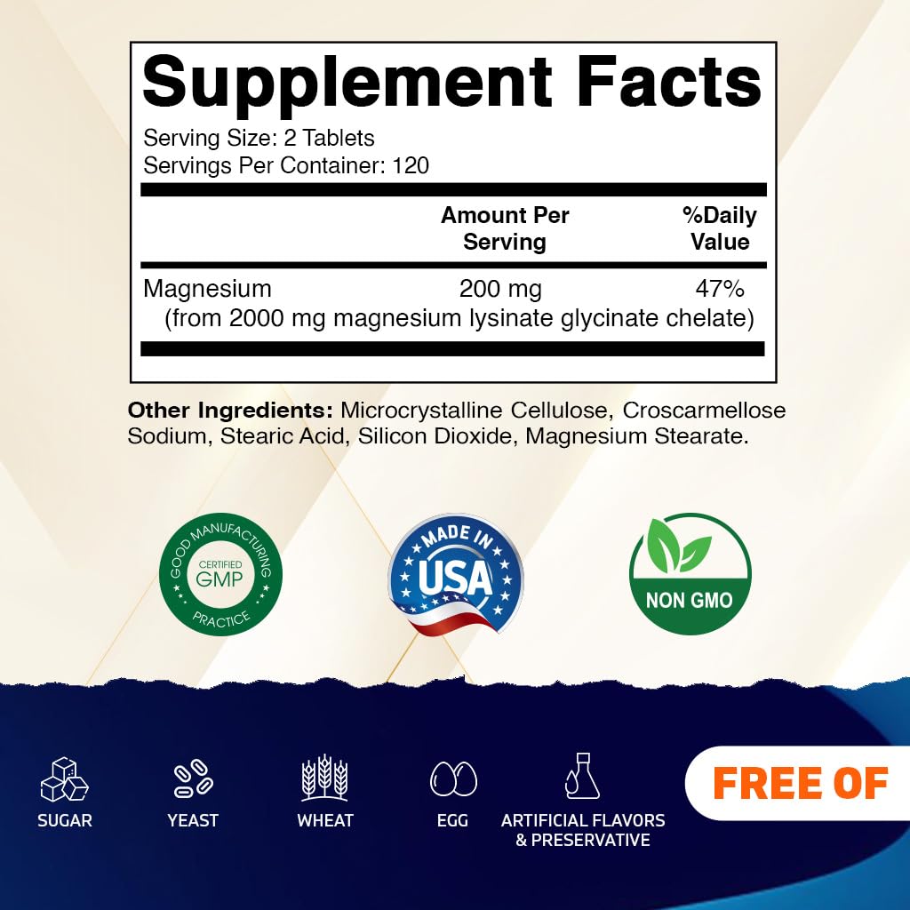 Vitamatic Magnesium Lysinate Glycinate 2000mg capsules side view