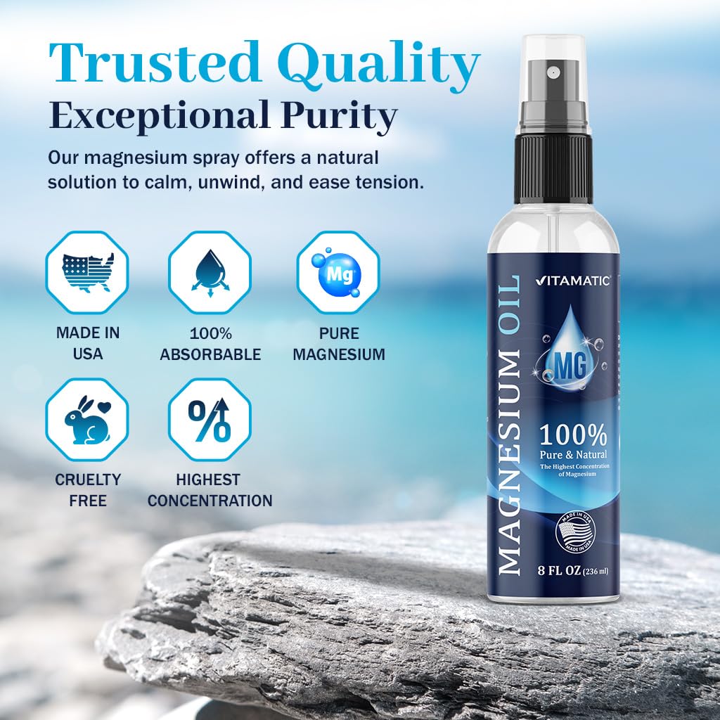 Vitamatic Magnesium Oil Spray in use on skin