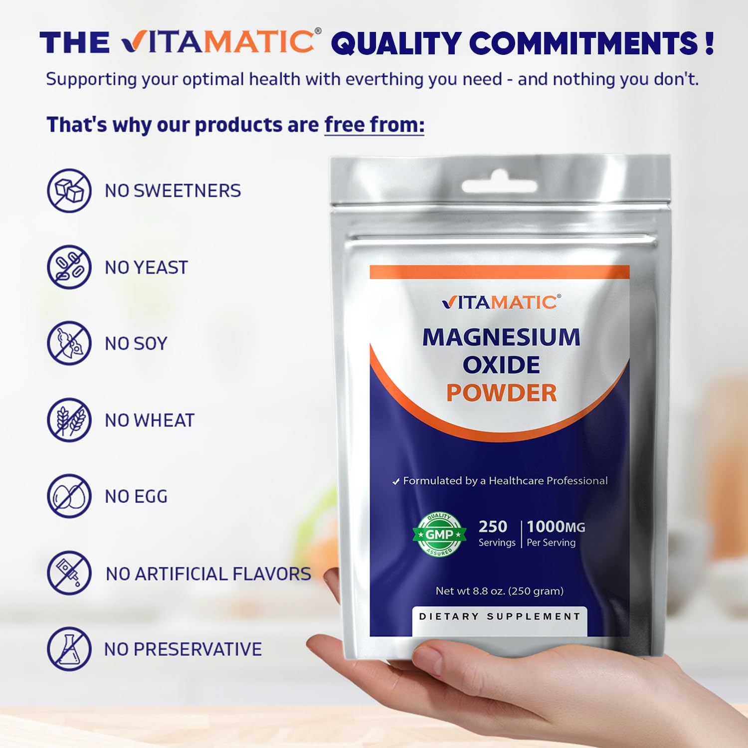 Vitamatic Magnesium Oxide Powder 1000mg mixed into a smoothie