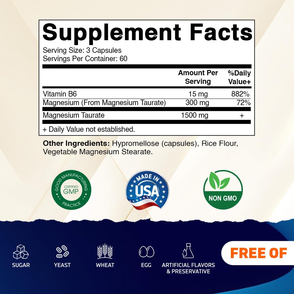 Vitamatic Magnesium Taurate 1500mg side view with label
