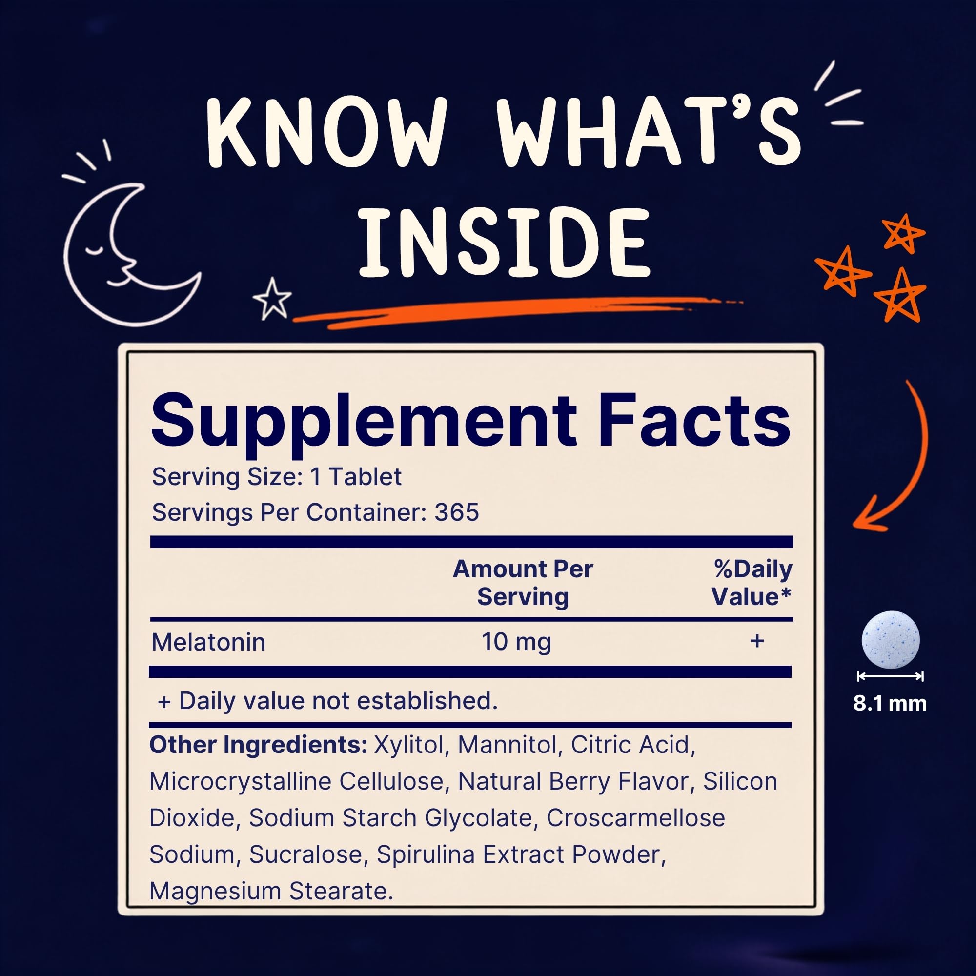Vitamatic Melatonin 10 mg bottle side view