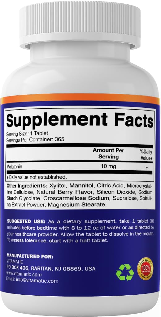 Vitamatic Melatonin 10 mg fast dissolve tablets with packaging