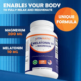 Vitamatic Melatonin 10 mg with Magnesium 200 mg bottle with cap