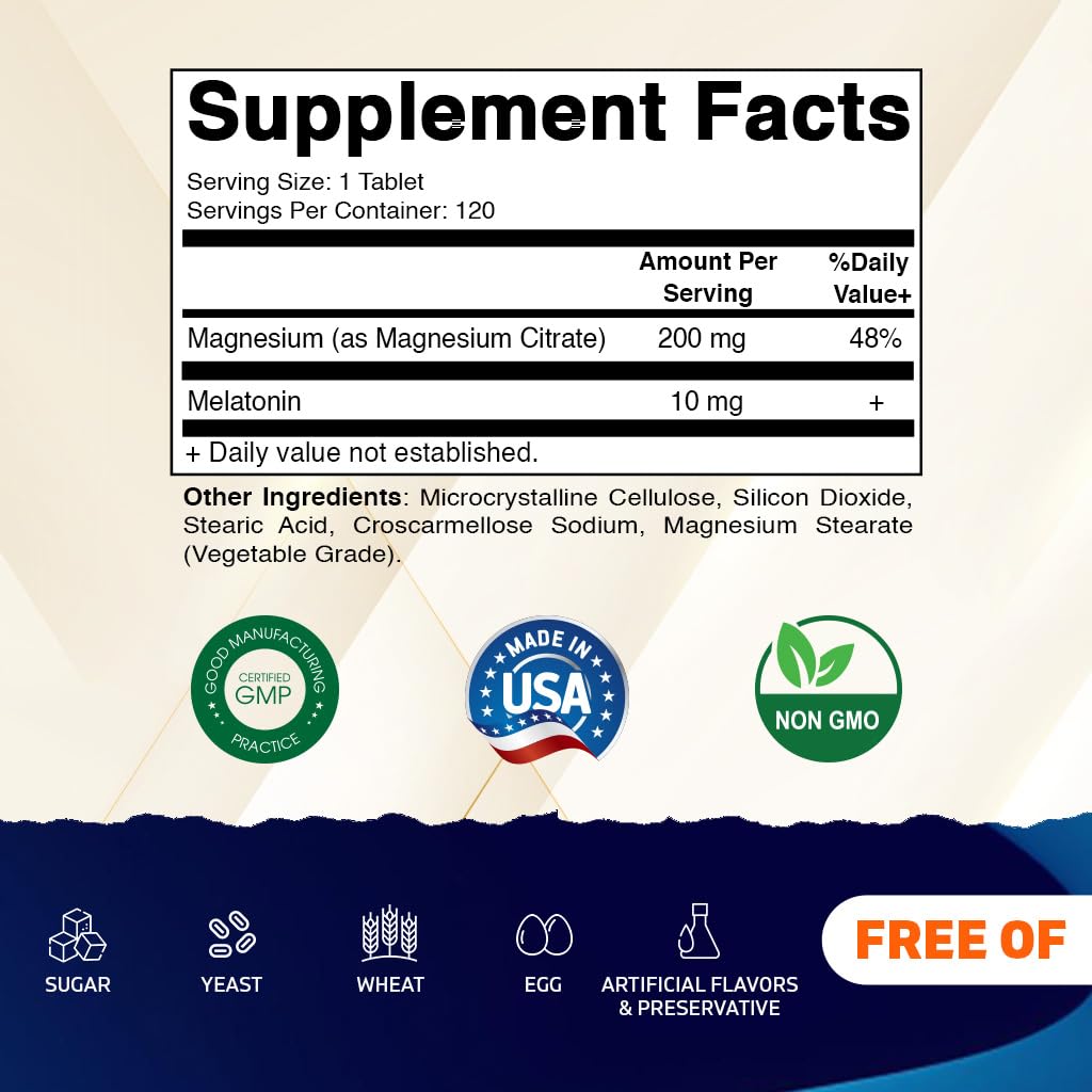 Vitamatic Melatonin 10 mg with Magnesium 200 mg side view of the bottle