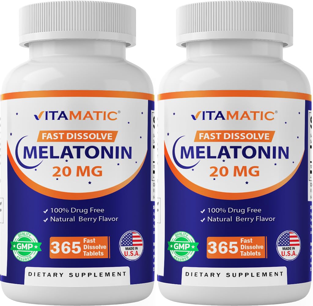 Vitamatic Melatonin 20 mg fast dissolve tablets front view