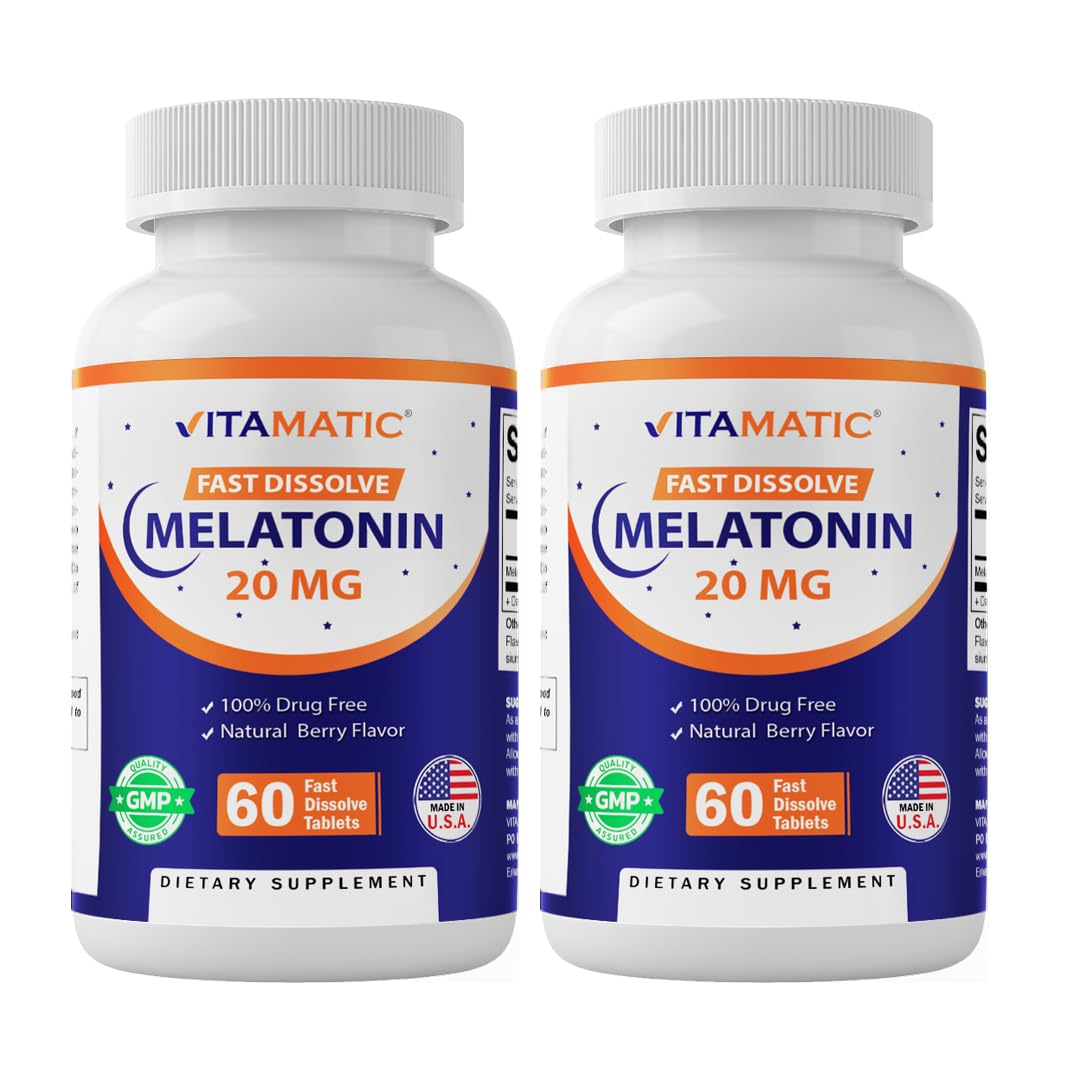 Vitamatic Melatonin 20mg fast dissolve tablets front view